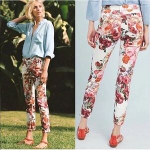 NWT ANTHRO' PILCRO Floral Mid Rise Skinny Jeans